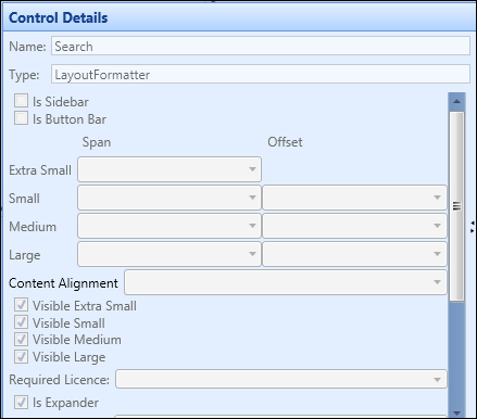 Control Details section