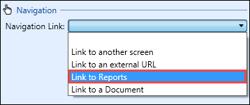 Navigation Link field - Link to Reports option