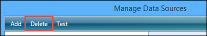 Manage Data Sources window - Delete button