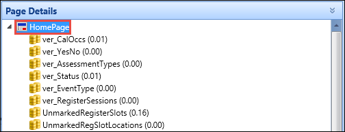 Page Details section - top node selected