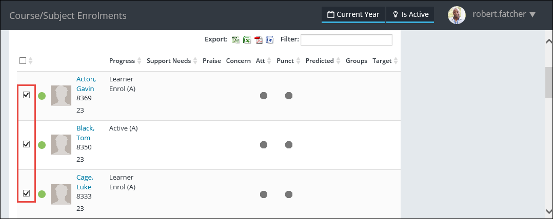 Learner communication check box