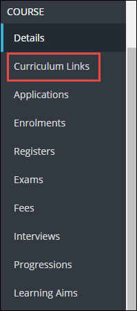 Curriculum Links option