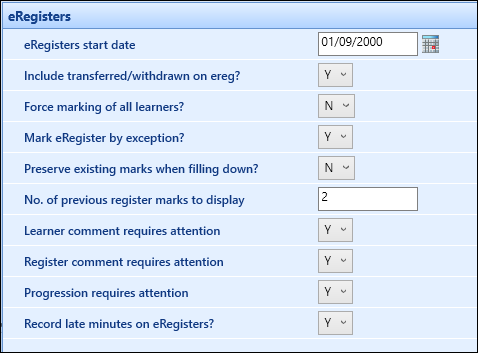 eRegisters institution settings