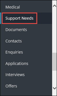 Support Needs option