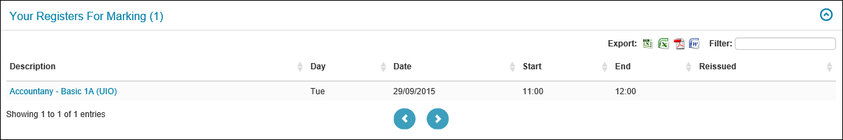 Your Registers for Marking section