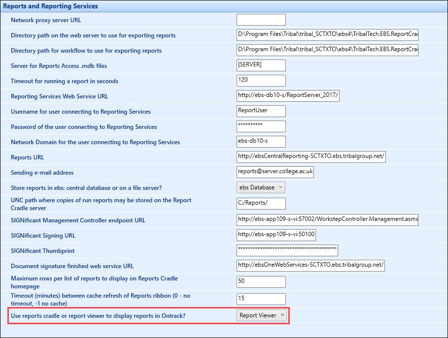 Use Reports Cradle or Report Viewer setting