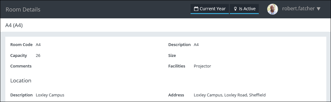 Room Details page