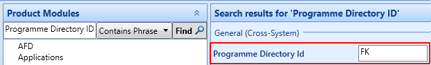 Programme identifier field in institution settings