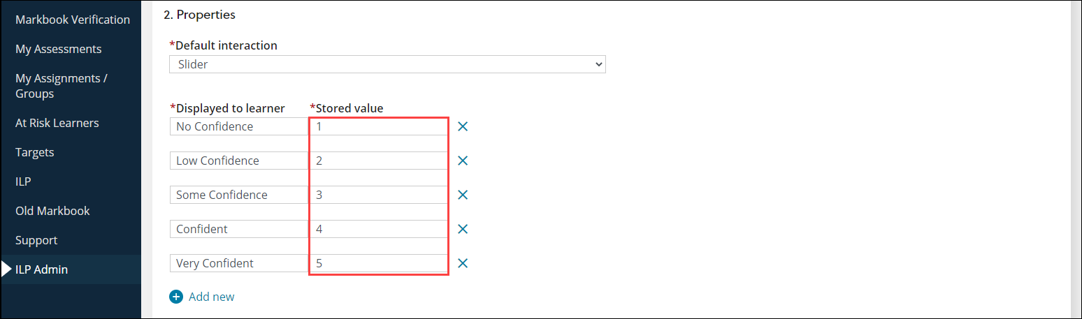 Stored Values fields