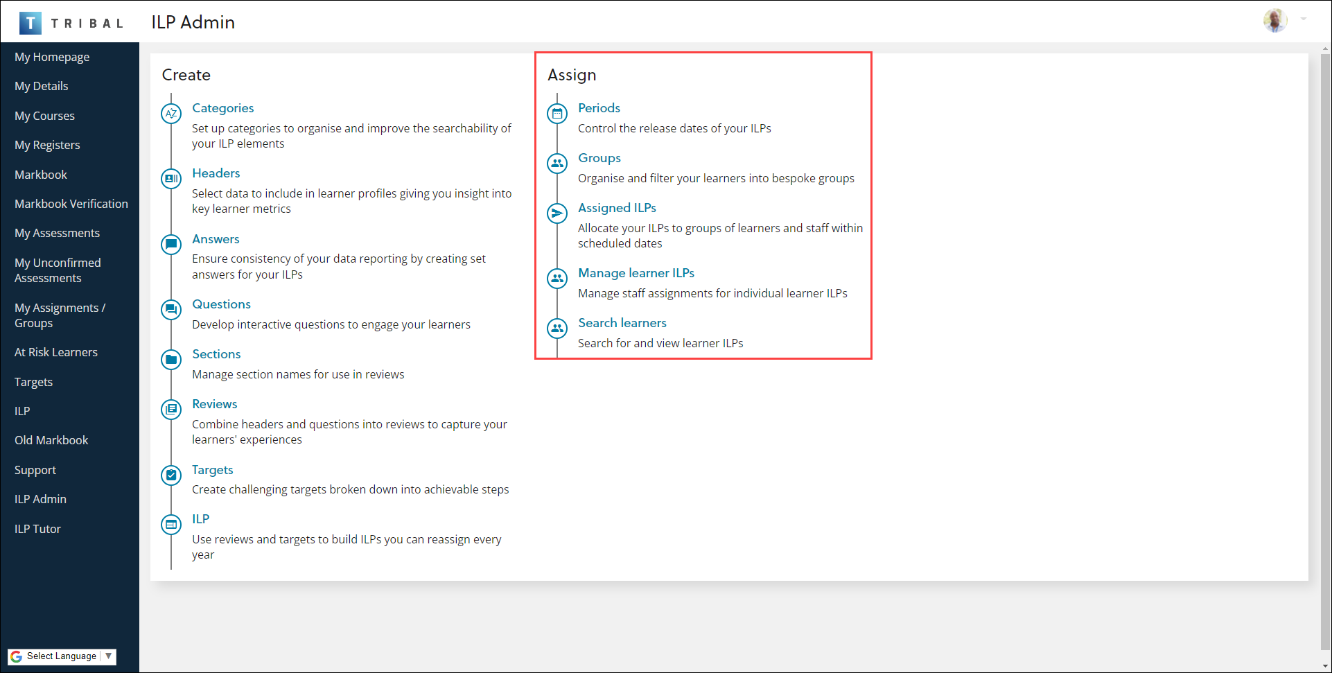 Assign section