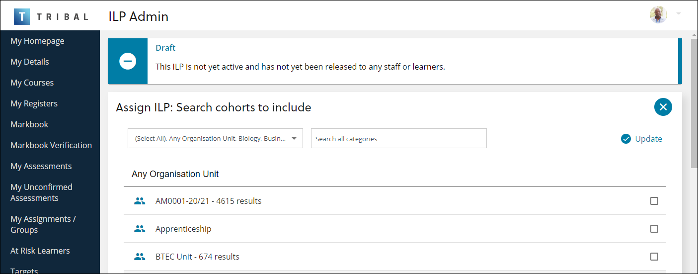 Assign ILP: Search cohorts to include screen