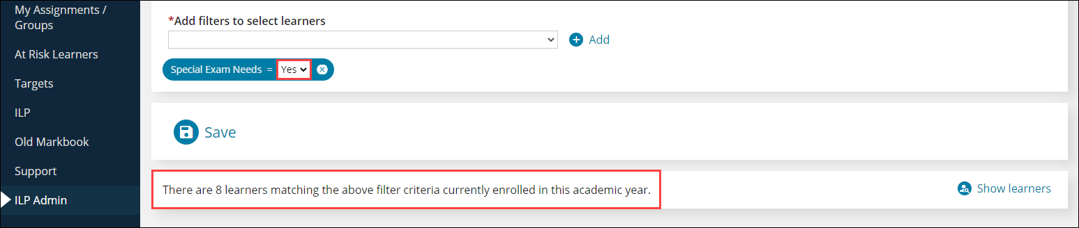 Number of added learners