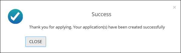 Application confirmation message