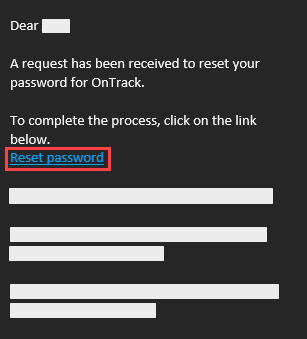 Reset Password link