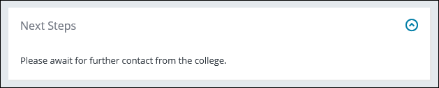 Next Steps section - await further contact from college