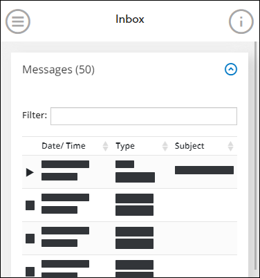 Inbox screen