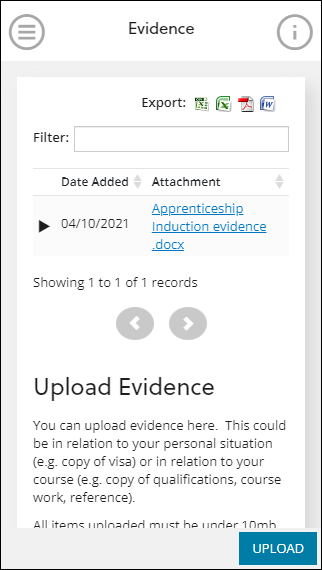 Evidence record mobile