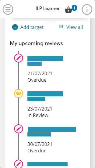 My upcoming reviews section mobile