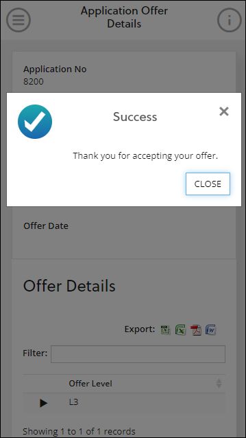 Accept offer confirmation message mobile