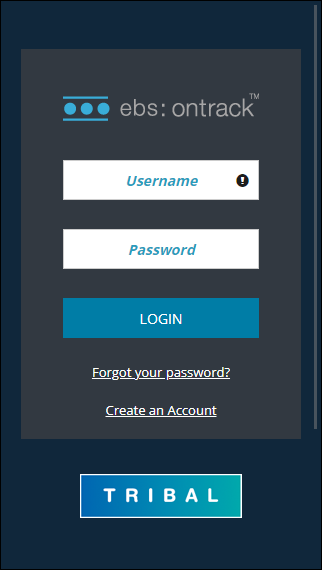 ontrack Learner Hub login screen