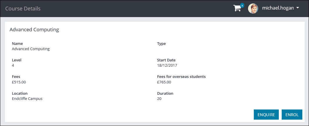 Course Details page