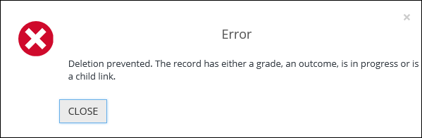 Delete qualification error message