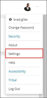 Settings option