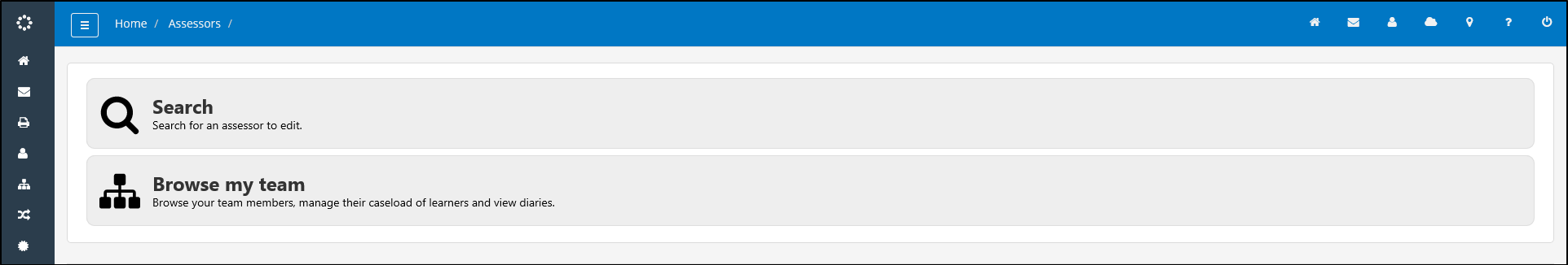 Assessors screen