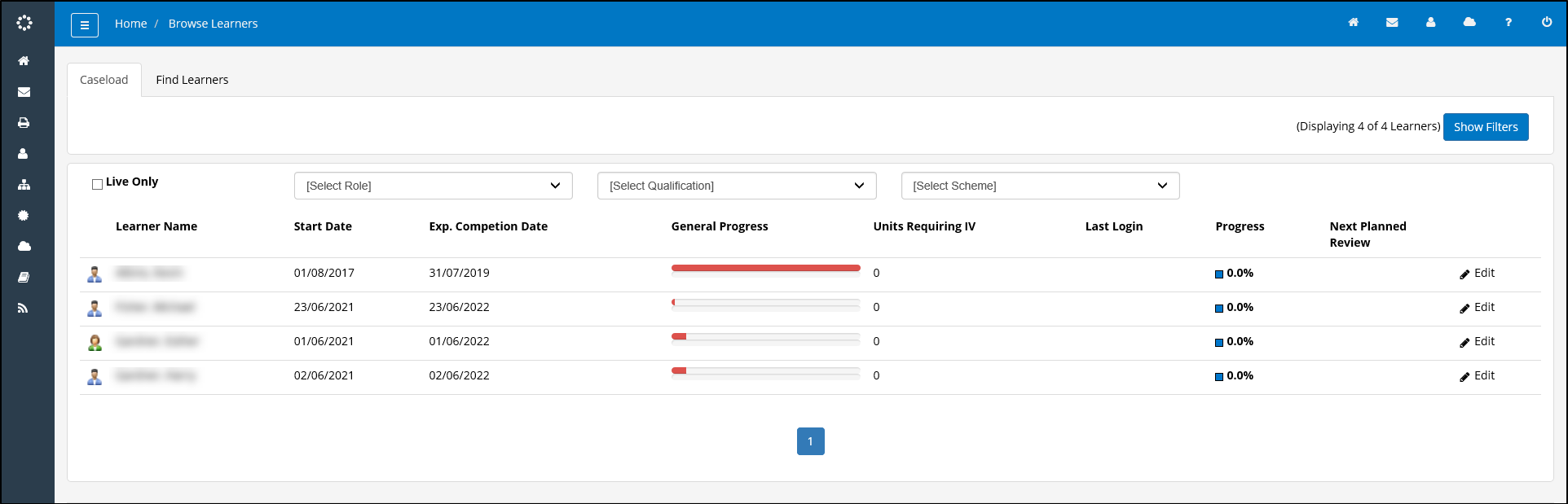 Caseload tab