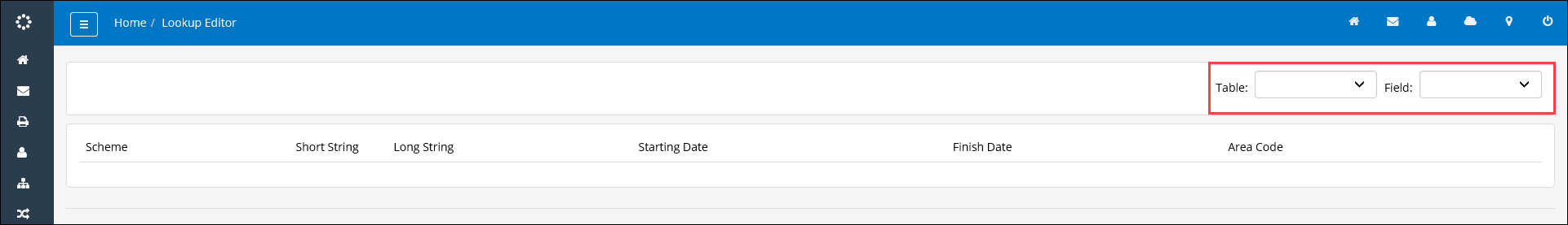 Select the relevant Table and Field