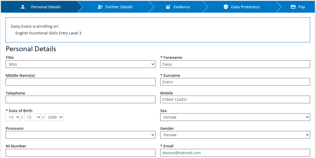 Application progress bar