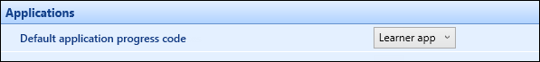 Default application progress code institution setting
