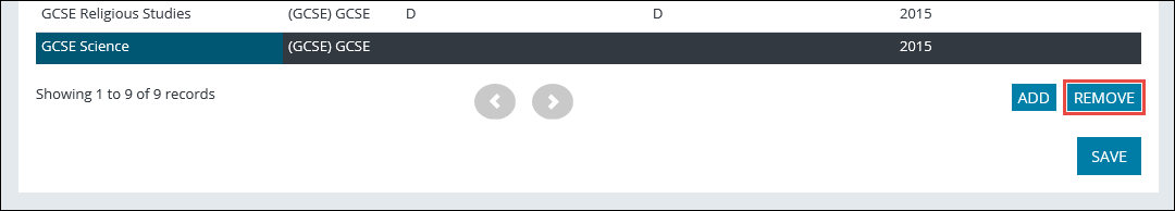 Remove button