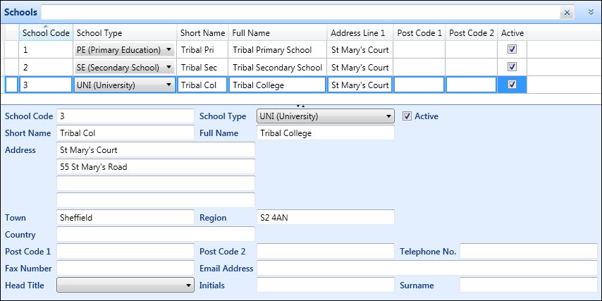 Schools reference data