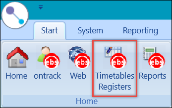 Timetables Registers button