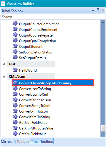 ConvertJsonStringToDictionary activity in the Tribal Toolbox