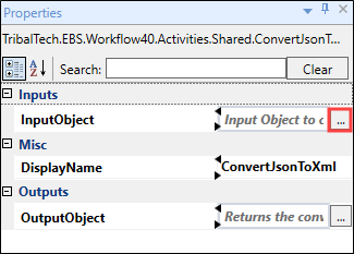 ConvertJsonToXml properties