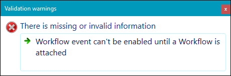 Validation warning message