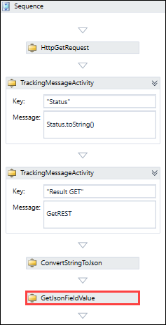 GetJsonFieldValue activity in the sequence panel