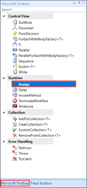 Select Assign activity 