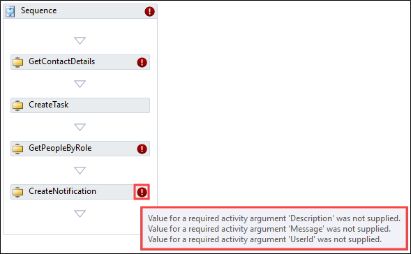 Sequence window with Warnings