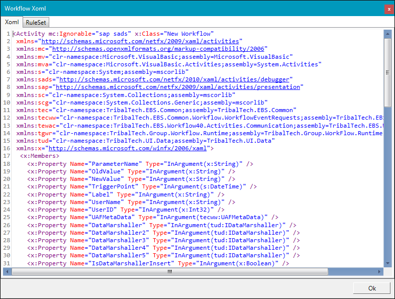 Workflow Code editor window